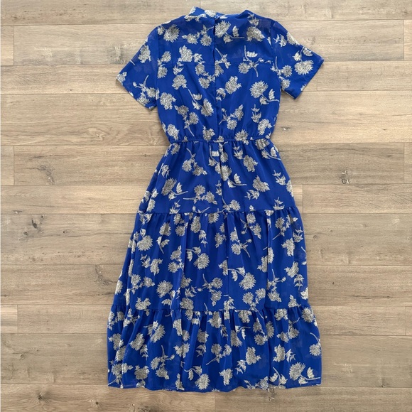 Lulus Floral Print Royal Blue Midi Dress XS/S - Picture 9 of 12